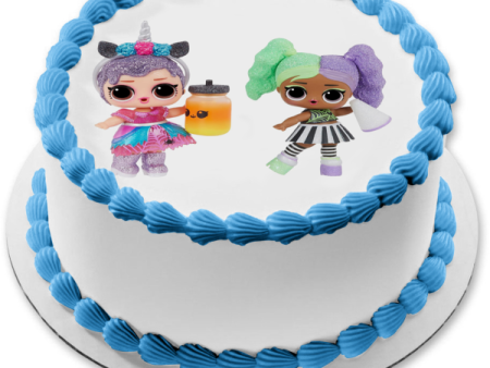 LOL Surprise Glitter Glow Doll and Cheer Boo Edible Cake Topper Image ABPID57058 For Discount