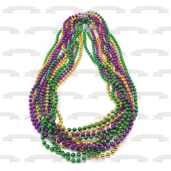 Happy Mardi Gras Colorful Beads Edible Cake Topper Image ABPID57027 Sale