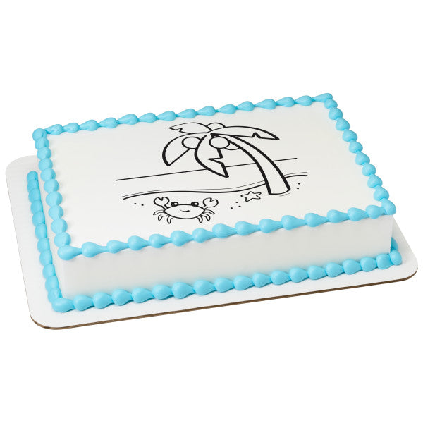 Paintable Beach Edible Cake Topper Image Online