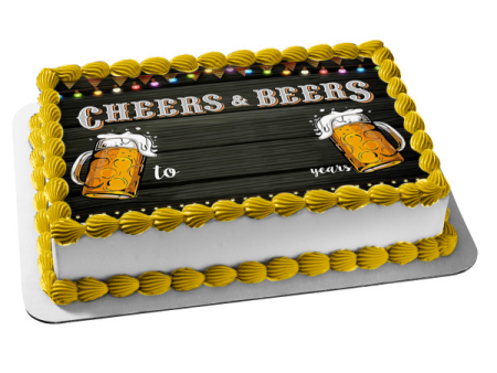 Cheers and Beers Marquee Lights Number Edible Cake Topper Image ABPID56869 Online Hot Sale