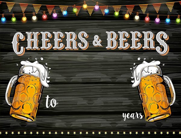 Cheers and Beers Marquee Lights Number Edible Cake Topper Image ABPID56869 Online Hot Sale