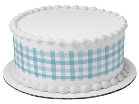 Blue Gingham Edible Cake Topper Image Strips For Sale