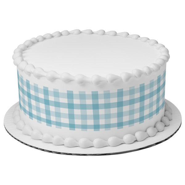 Blue Gingham Edible Cake Topper Image Strips For Sale