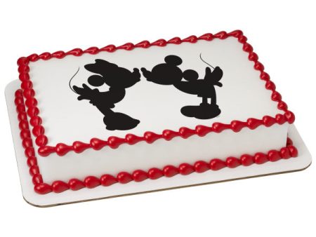 Mickey Mouse and Minnie Mouse Silhouette Edible Cake Topper Image Supply