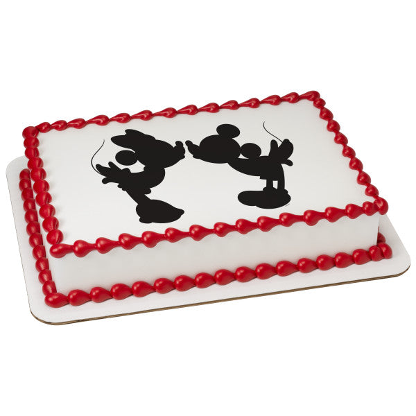 Mickey Mouse and Minnie Mouse Silhouette Edible Cake Topper Image Supply