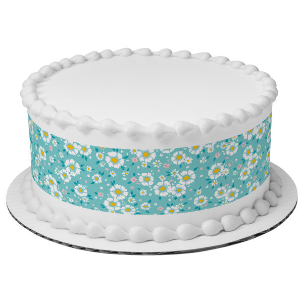 Blue Ditsy Print Edible Cake Topper Image Strips For Sale