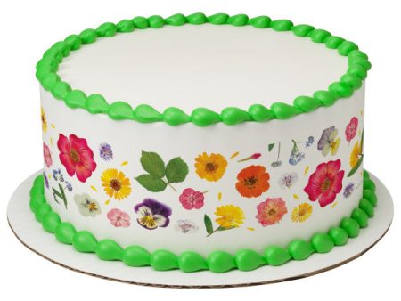 Bright Pressed Flowers Edible Cake Topper Image Strips Fashion