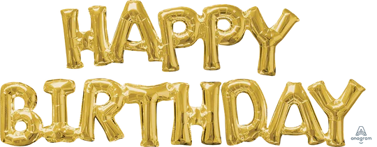 Happy Birthday Gold Block Phrase 44  Balloon Kit Fashion